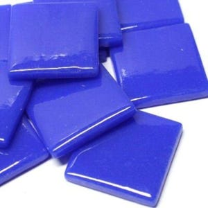 Brilliant Blue Glass Ottoman (pate de Verre) Glass Mosaic Tiles; 1" Square, Available in Quantities of 20 or 40 Tiles