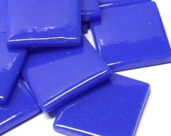 Brilliant Blue Glass Ottoman (pate de Verre) Glass Mosaic Tiles; 1" Square, Available in Quantities of 20 or 40 Tiles