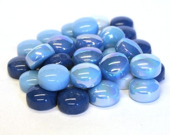 Turquoise Oasis Glass Optic Dots for Mosaics,  1/2" (12mm) Diameter, Available in 80 grams (approx.  50 Dots)