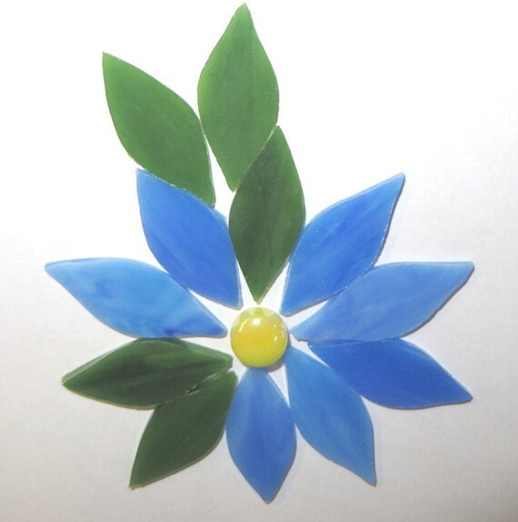 Green Tea Handcut Small Petals for Mosaics or Stained Glass 12 or 24 pieces