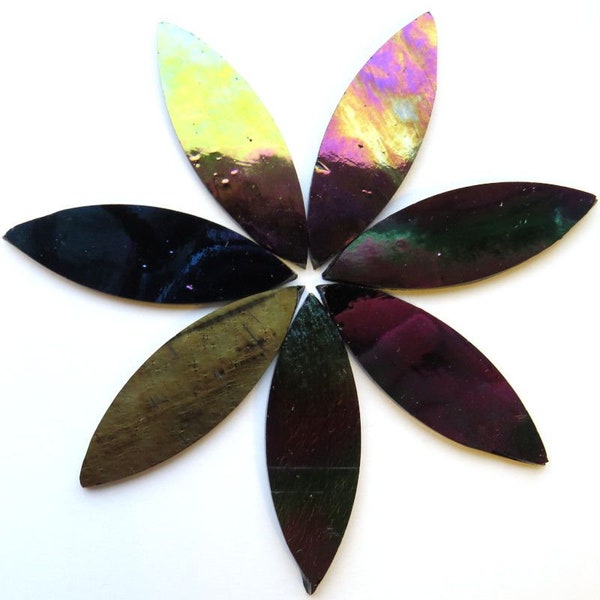 Universe (Black Iridized) LARGE (2") Glass Petals, (Tiffany Style) MOSAIC Glass Petals, Packages of 24 or 48 Petals Available