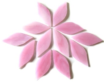 Sugar Plum Pink SMALL Glass Petals for Mosaics or Stained Glass, Available in Quantities of 24 or 48 Petals