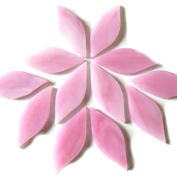 Sugar Plum Pink SMALL Glass Petals for Mosaics or Stained Glass, Available in Quantities of 24 or 48 Petals