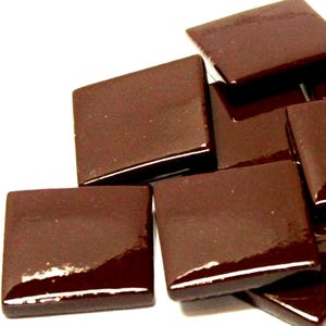 Cordovan (Dark Red/Brown) Ottoman (Pate de Verre) 1" Square Glass Tiles; Available in Quantities of 20 or 40 Tiles