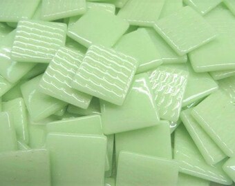 Soft Green Ottoman (Pate de Verre) Glass Tiles for Mosaic, 1" Square (25mm)