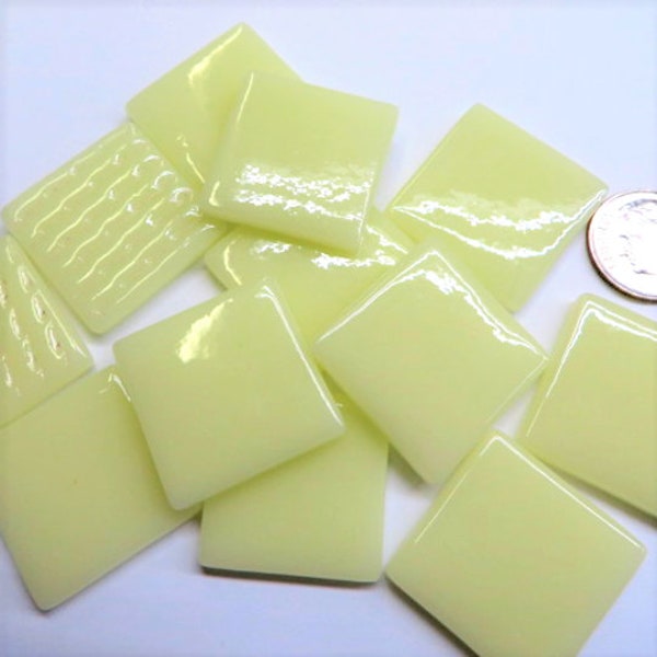 Soft Yellow Ottoman (Pate de Verre) Glass Tiles for Mosaics, 1" Square (25mm); Available in Quantities of 20 or 40 Tiles