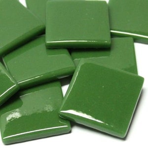 Pine Green Ottoman (Pate de Verre) Glass Mosaic Tiles, 1" (25mm) Square, Available in Quantities of 20 or 40 Tiles.