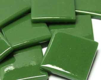 Pine Green Ottoman (Pate de Verre) Glass Mosaic Tiles, 1" (25mm) Square