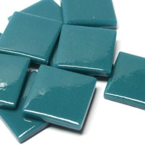 Deep Teal Blue Ottoman  (pate de Verre) glass Mosaic tile; 1&quot; (25mm) Square, Available in Quantities of 20 or 40 Tiles