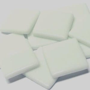 White Opal Ottoman (Pate de Verre)  Glass Mosaic Tiles; 1" (25mm) Square 20 Tiles