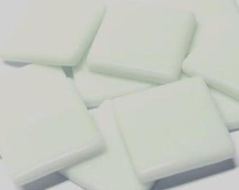 White Opal Ottoman (Pate de Verre)  Glass Mosaic Tiles; 1" (25mm) Square