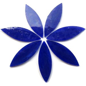 Lapis Blue LARGE Glass Petals for Mosaics and Stained Glass, Available in Quantities of 24 or 48 Petals