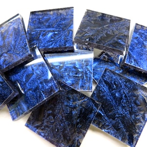 Blue Van Gogh (VG 300),  Glass 1" Square Tiles for Mosaics, Available in Quantities of 20 or 40 Tiles