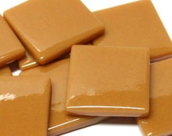 Brown Sugar Ottoman (Pate de Vere) Glass Tiles for Mosaics, 1" Square, Available in Quantities of 20 or 40 Tiles