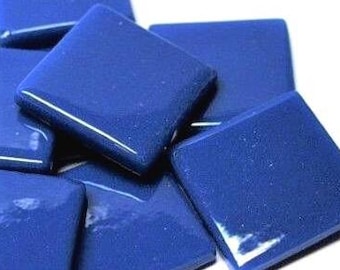 Dark Turquoise Blue Ottoman (Pate de Verre) Glass Tiles for Mosaics, 1" Square, Available in Quantities of 20 or 40 Tiles
