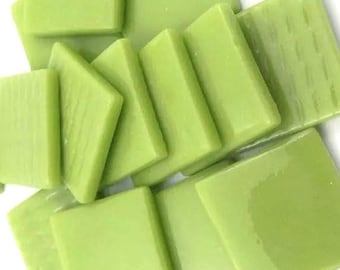 Electric Green (Acid Green) Ottoman (Pate de Verre)  Glass Mosaic Tiles; 1" (25mm) Square