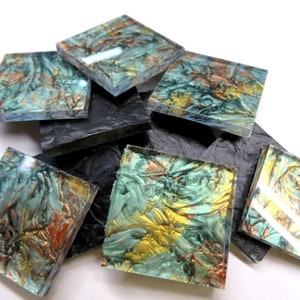 Green Copper Gold (VG 189) Van Gogh Glass 1" Square Tiles for Mosaics, Available in Quantities of 20 or 40 Tiles