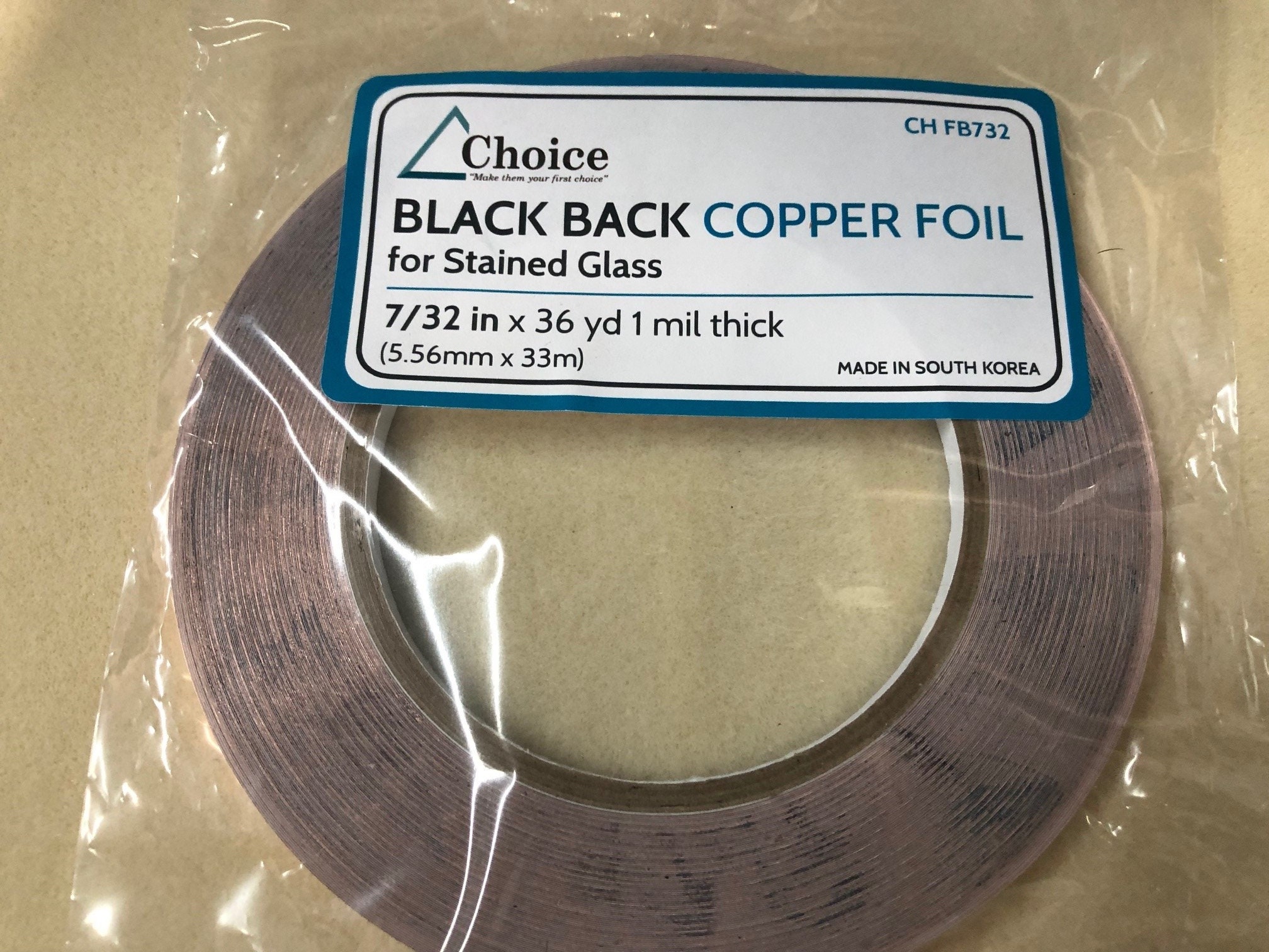 Copper Foil Silver Back by Edco, 5/32 Wide, 36 Yard Roll for Stained Glass,  Made in USA 