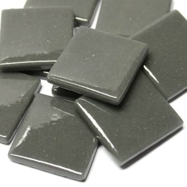 Charcoal Gray Ottoman (Pate de Verre) Glass Mosaic Tiles, 1" Square  (25mm), Available in Quantities of 20 or 40 Tiles