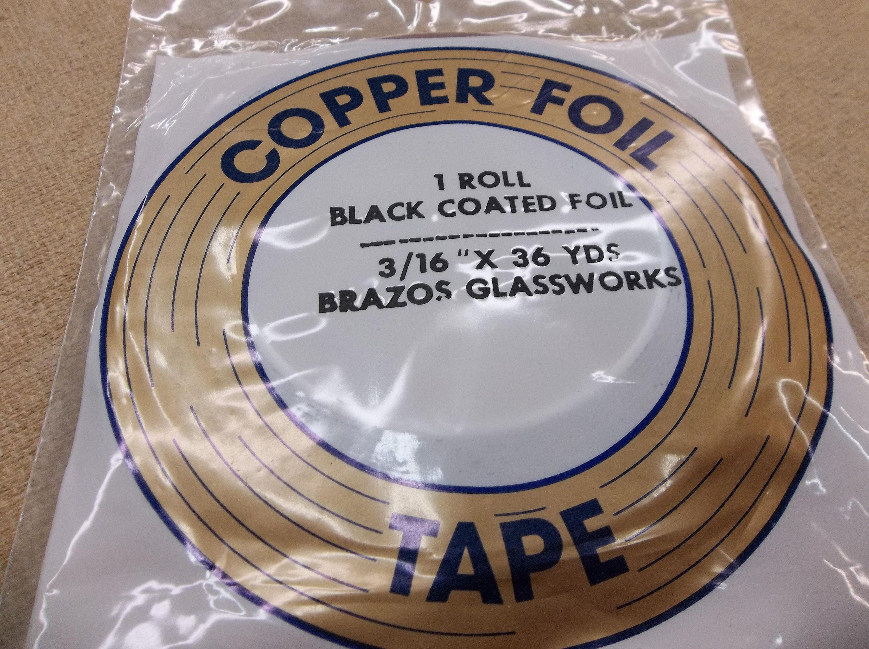 Copper Foil, Black Back by Edco, 3/16 X 36 Yard Roll, Made in USA 