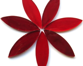 Clear Crimson Red LARGE Hand-cut Glass Petals for Mosaics or Stained Glass