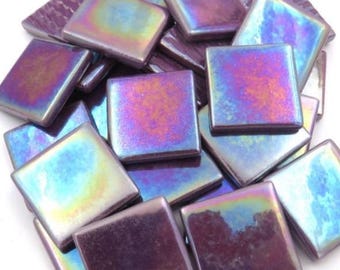Grape IRIDIZED Ottoman (Pate de Vere) Glass Tiles; 1" Square (25mm), Available in Quantities of 20 or 40