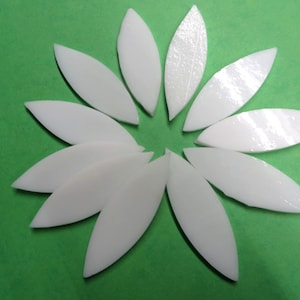 Pure White LARGE Glass Petals for Mosaics or Stained Glass; Available in Quantities of 24 or 48 Petals