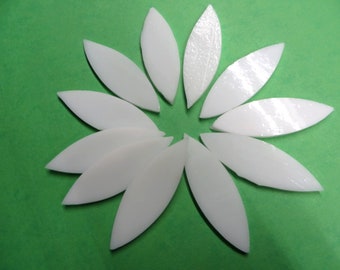 Pure White LARGE Glass Petals for Mosaics or Stained Glass; Available in Quantities of 24 or 48 Petals