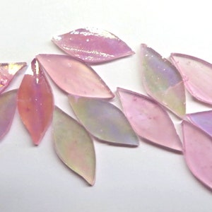 Rosebud Pink Iridized SMALL Glass Petals for Mosaics or Stained Glass, Available in Quantities of 24 or 48 Petals