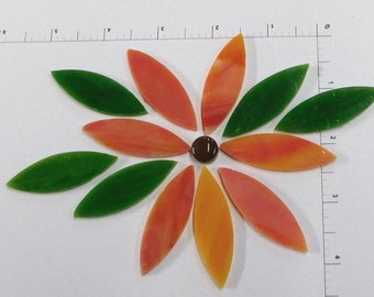 Early Sunrise Orange Flower for Mosaics or Stained Glass, 13 pieces (LARGE)