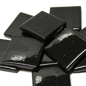 Black Opal Ottoman (Pate de Verre) Glass Mosaic Tiles; 1" (25mm) Square 20 Tiles image 2