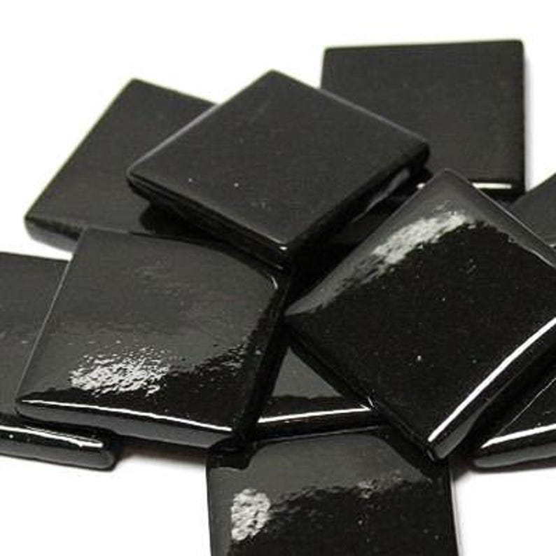 Black Opal Ottoman (Pate de Verre) Glass Mosaic Tiles; 1" (25mm) Square 20 Tiles image 2