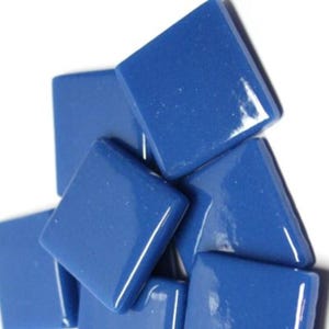 Deep Lake Blue Ottoman (Pate de Verre) Glass Tiles for Mosaics, 1" (25mm) Square, Available in Quantities of 20 or 40 Tiles