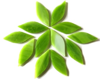 Green Tea SMALL Glass Petals for Mosaics or Stained Glass