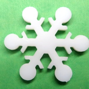 Snowflake SMALL White Precut COE 96 Glass Shape, Size: 1-1/2&quot; x 1-11/32&quot;