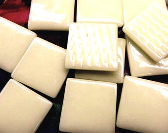 Cream Glass Ottoman (pate de Verre) light ivory pink MOSAIC tile; 1" (25mm) Square, Available in 20 or 40 Tile Packages