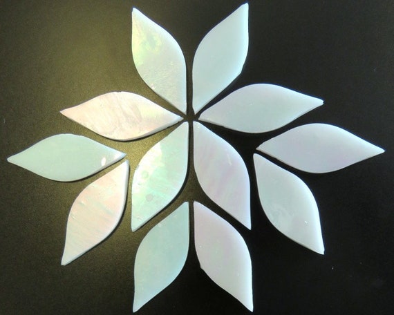 Green Tea Handcut Small Petals for Mosaics or Stained Glass 12 or 24 pieces
