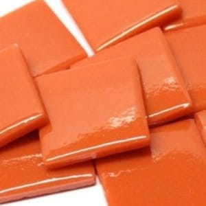 Chili Pepper Red Ottoman (Pate de Verre)  Glass Mosaic tile; 1&quot; (25mm) Square; Available in Quantities of 20 or 40 Tiles