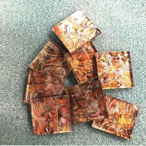 Copper, Gold, Silver Van Gogh (VG 89SI) Glass 1&quot; Square Tiles for Mosaics, Available in Quantities of 20 or 40 Tiles