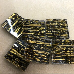 Gold Sparkle on Rain Van Gogh Glass 1&quot; Square Tiles for Mosaics, Available in Quantities of 20 or 40 Tiles
