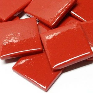 Blood Red Glass Ottoman (pate de Verre) Glass MOSAIC Tile; 1" (25mm) Square, Available in 20 or 40 Tile Packages