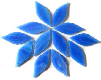 Dream Blue SMALL Glass Petals for Mosaics or Stained Glass, Available in Quantities of 24 or 48 Petals