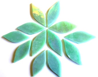 Pistachio Ice Iridized SMALL Glass Petals for Mosaics or Stained Glass, Available in Quantities of 24 or 48 Petals