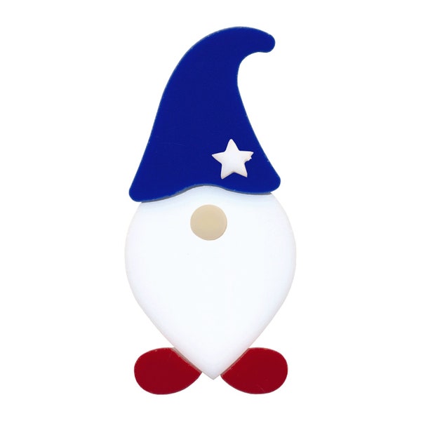 Gnome Patriotic Red, White and Blue Glass Shape made with Fusible COE 96 Glass, size (4" by 1 7/8"), 4 pieces