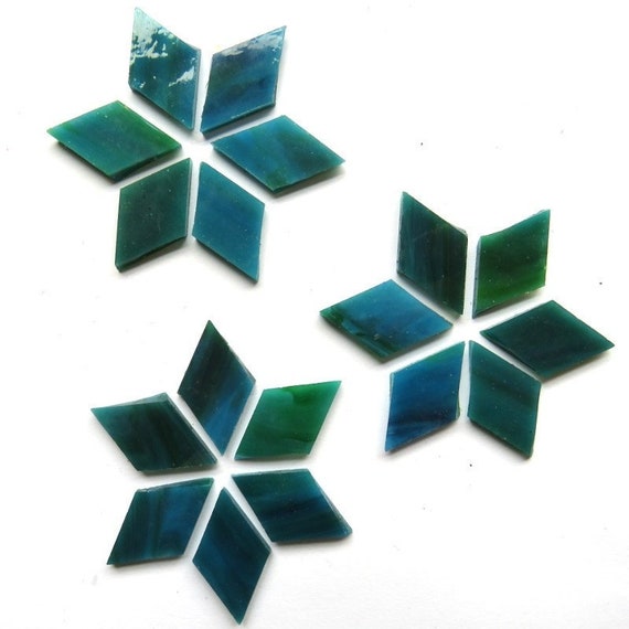 Green Tea Handcut Small Petals for Mosaics or Stained Glass 12 or 24 pieces