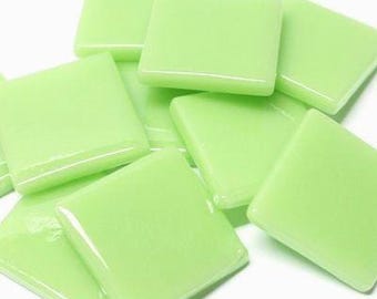 Mint Green Ottoman (Pate de Verre) Glass Tiles for Mosaics, 1" Square (25mm)
