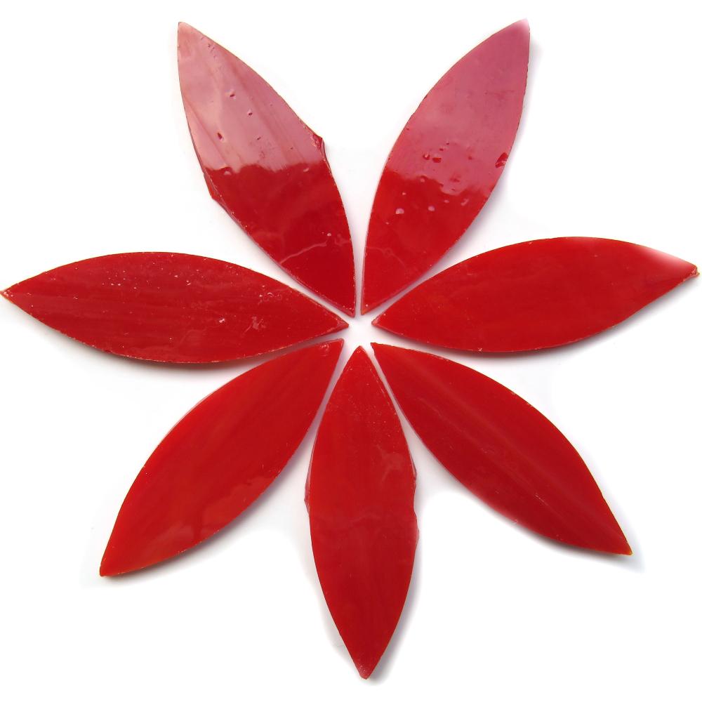 Deep Red LARGE Glass Petals for Mosaics or Stained Glass, Available in Quantities of 24 or 48 Petals