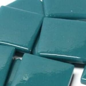 Deep Teal Blue Ottoman  (pate de Verre) glass Mosaic tile; 1" (25mm) Square