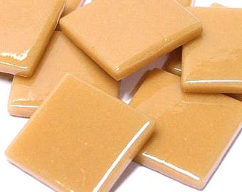 Toffee Brown Ottoman (pate de Verre) Glass Tiles, 1" Square (25mm), Available in Quantities of 20 or 40 Tiles