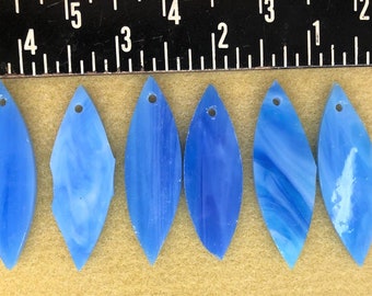 Dream Blue (1-Hole) LARGE Glass Petals for Wind Chimes, 6 Petals with 1 Hole